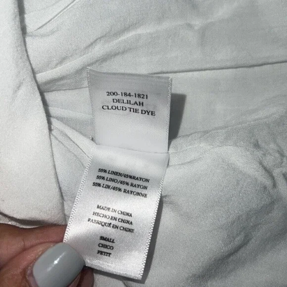 RAILS Delilah Midi Dress Cloud Tie Dye White & Blue Ruffle Hem Small *Tiny Flaw! - Picture 10 of 12